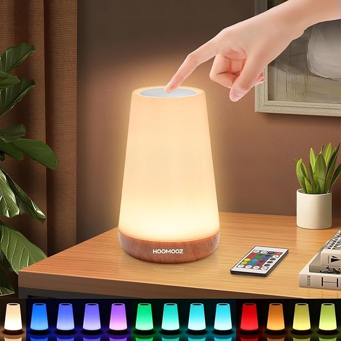 Produktbild: led nachttischlampe mit fernbedienung und touch dimmbar, 13 farben, usb aufladbar