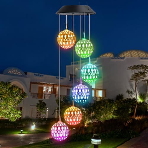 iShabao solar windspiel marokkanisch mit 6 led für garten, wasserfest, geschenke für mutter