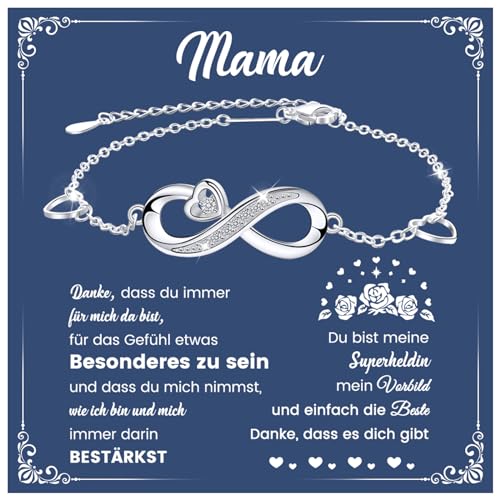 muttertagsgeschenke für mama, cheerslife schmuck infinity armband silber, geburtstag geschenk von tochter sohn