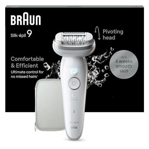 braun silk-pil 9 epilierer für damen, wet&dry, langanhaltende haarentfernung, weiß/silber