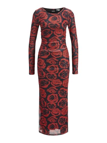 jack & jones damen maxikleid jxrosa mesh fiery red rose, gr. s eu