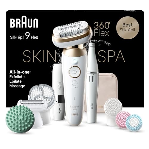 braun silk-pil 9 flex skinspa epilator haarentferner set weiß/gold 9-681