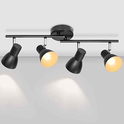 dehobo led deckenstrahler 4 flammig retro vintage schwarz e14 schwenkbar für wohnzimmer küche schlafzimmer