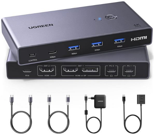 ugreen usb-c kvm switch hdmi 4k 60hz pd 100w für 111,99 euro