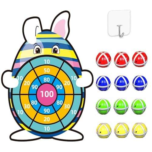 ostern geschenke kinder, ostern deko häschen dartscheibe, basteln spielzeug klett dartscheibe