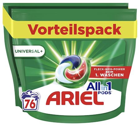 ariel universal all-in-1 pods 76 wl günstig ab 18 euro statt 26 euro