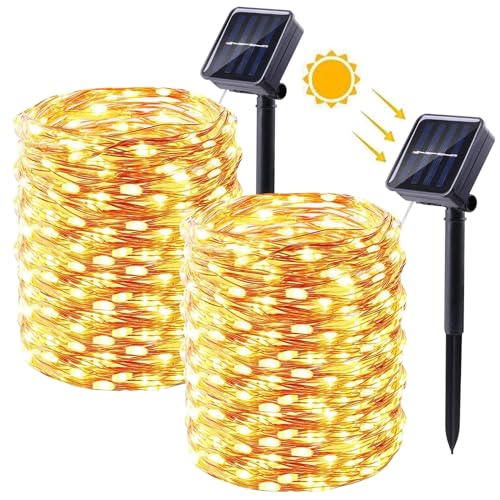 moxled solar lichterkette außen 2x15m 150 led warmweiß wasserdicht für garten terrasse balkon hof party