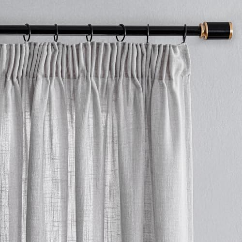 MYSKY HOME Vorhänge leinenoptik halbtransparent 2er Set hellgrau 245x140 cm