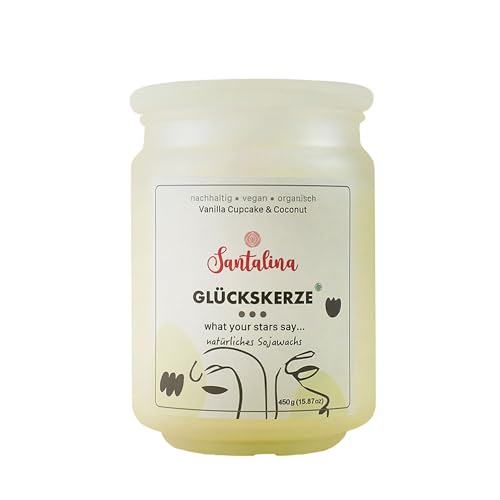 vanilla cupcake kokosduftkerze mit zufälliger botschaft, 450g sojawachs, 45 std brenndauer