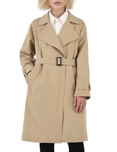 Orolay trenchcoat damen gekerbtes revers mittellang schmal geschnitten mit gürtel khaki M