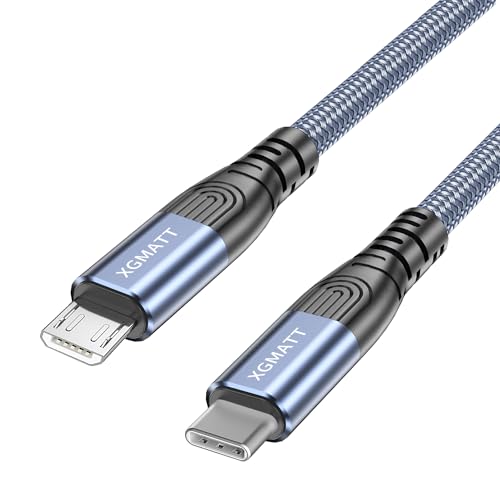 xgmatt usb c nach micro usb kabel 3m nylon ladekabel für samsung huawei kindle blau