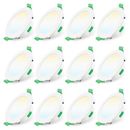 Produktbild: alusso led einbauspot 7w dimmbar 68mm ultra flach ip44 warm neutral cool weiß set