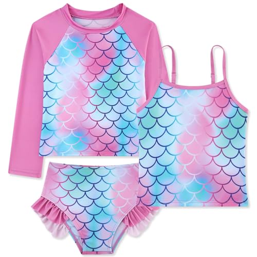 belovecol badeanzüge mädchen 3-teilig langärmlig rashguard-set 9-10 jahre