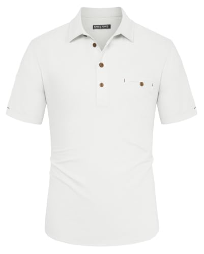 herren t shirt kurzarm baumwolle leinen weiß lässig größe s
