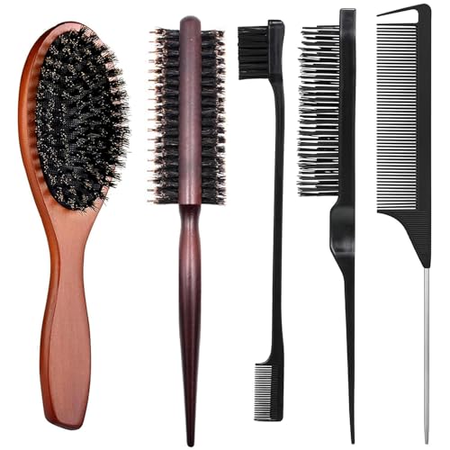 zhixifan edges brush set 5 Stück für sleek bun, zopf, bart und lange haare
