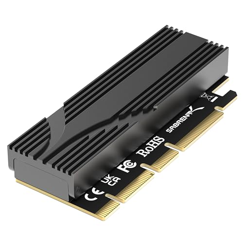 Produktbild: Sabrent M.2 NVMe zu PCIe 5.0 x16 Adapter, Aluminium-Kühlkörper, Gen15 SSDs