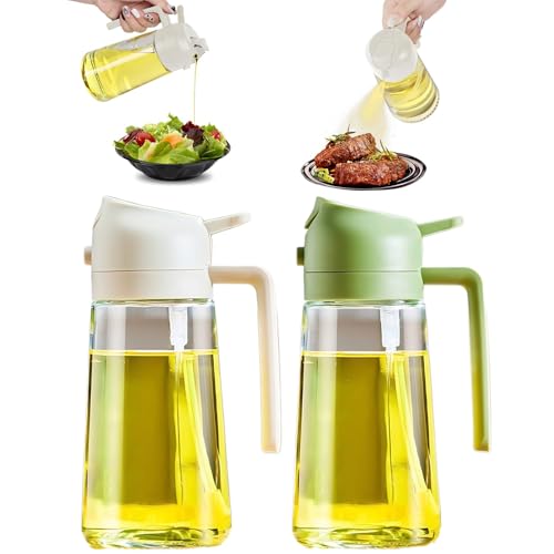 fiyuer ölsprüher 2 in 1 für speiseöl, 470 ml sprühflasche, 2 stück, weiß und grün