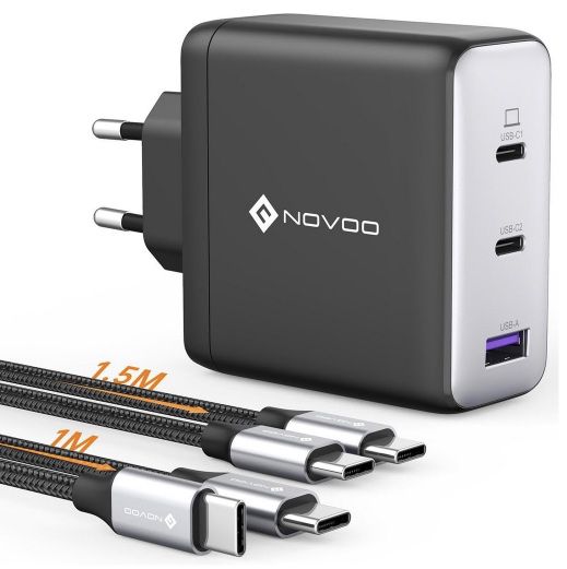 120W usb c ladegerät von novoo, gan , 3 ports für 22,43 statt 40