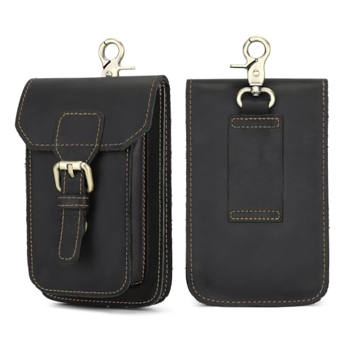 gürteltasche von baigio aus echtem leder für handy umhängen universal für iphone samsung xiaomi