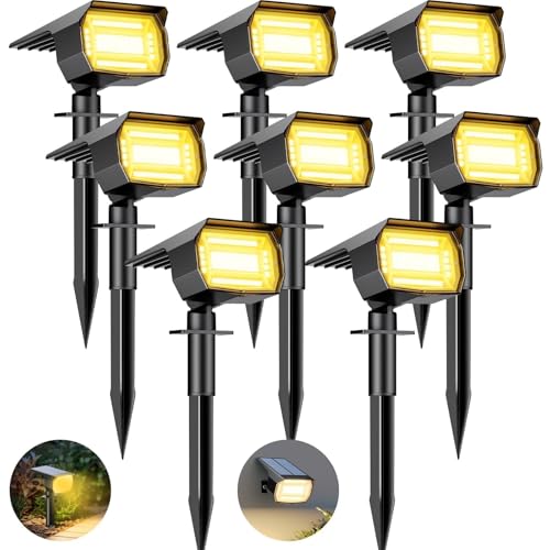 btfarm solar spotlights 8er set für garten, 72 led, ip65 wasserdicht, warmweiß