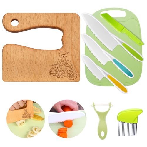 kindermesser 8-teiliges set für kinder zum schneiden von obst und gemüse, moto bear