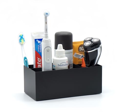 jarvita zahnbürstenhalter edelstahl schwarz  organizer box mit 5 fächern