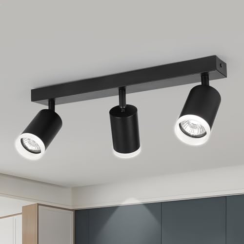 Produktbild: forcoso deckenstrahler 3 flammig schwenkbar 350, gu10 deckenlampe schwarz, blendfrei