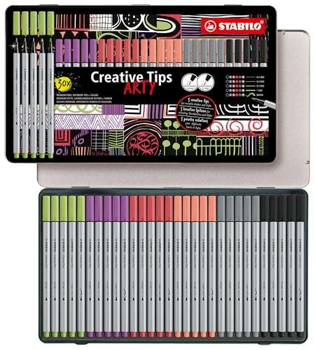stabilo multi-liner-set arty pastel 30er metalletui mit 6 verschiedenen farben