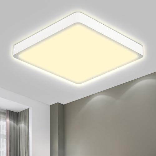 lqwell led deckenleuchte 18w ip44 quadrat flach 3000k 1600lm für wohnzimmer bad büro