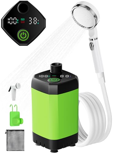 tragbare campingdusche mit 6000mAh akku und temperaturanzeige, duschset für camping, reisen, strand
