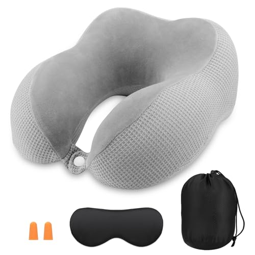 nackenkissen flugzeug, reisekissen memory foam, nackenhörnchen mit schlafmaske, tasche