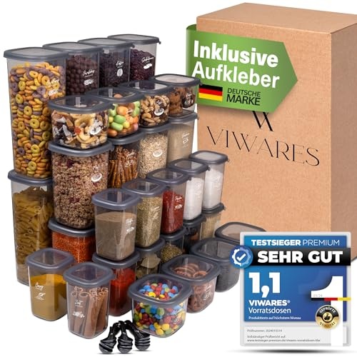 viwares vorratsdosen luftdicht 36er set für gewürze müsli mehl aufbewahrung