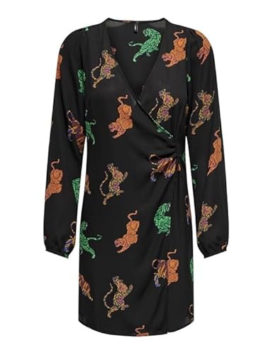 only langes kleid damen schwarz tiger swirl, model onlalma life, größe L