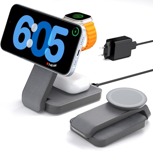 eazpower magsafe charging station 3 in 1 faltbar für iPhone und apple watch, wireless charger