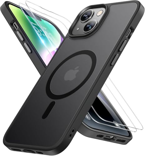 Miracase iPhone 14 Hülle Magnetisch MagSafe, Militärisch, Anti-Fingerabdruck, Schwarz