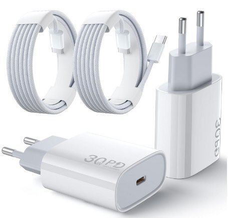 2x usb-c 30w adapter mit 2m kabel für 11,99 euro statt 20 euro