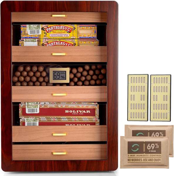 Zigarrenhumidor Marvero Zedernholz für 300 Zigarren mit Hygrometer
