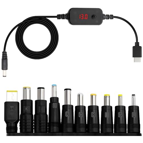 Produktbild: pd/dc adapter 5v 20v usb boost konverter routerkabel dc digital display typ c zu dc5521 mit 10 konverterköpfen