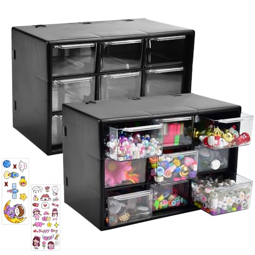 lanskylan aufbewahrungsbox 2er-pack schubladen organizer mit 9 mini schubladen 18x12x10cm