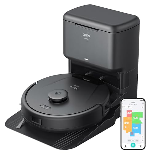 eufy L60 saugroboter mit absaugstation, 5000Pa saugkraft, laser-navigation, hartböden