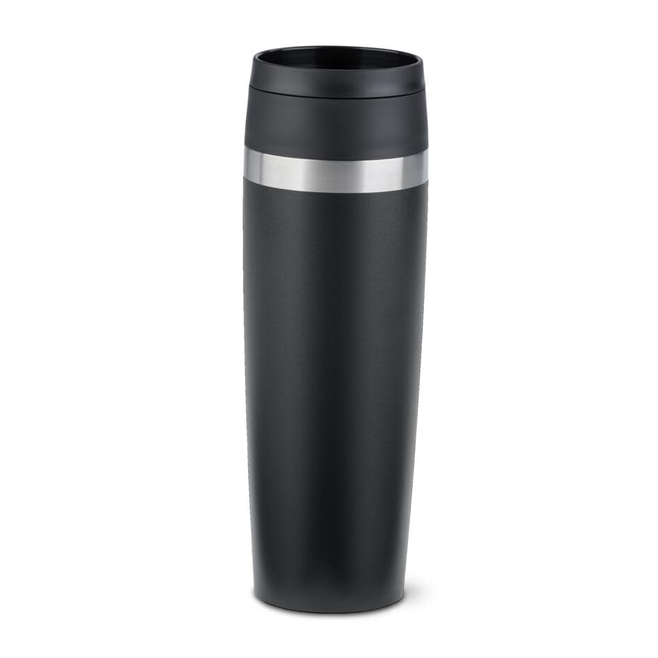 emsa travel mug 0,5 liter schwarz, edelstahl, 6h heiß, 12h kalt, 100% dicht