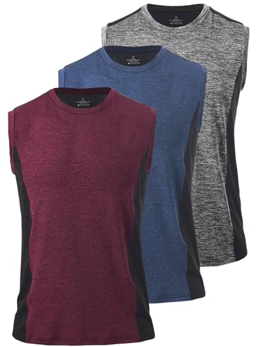 vislivin herren tank top sport fitness ärmelloses shirt gym unterhemd dunkelgrau blau rot L