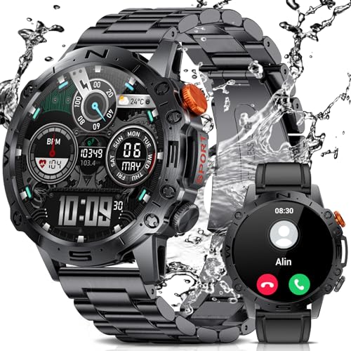 lige smartwatch herren mit telefonfunktion, 1.43 zoll amoled hd fitnessuhr