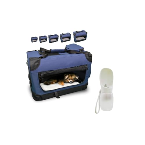 transportbox für hunde katzen haustiere faltbar tragbar de facto dunkelblau l 70 x 52 x 52