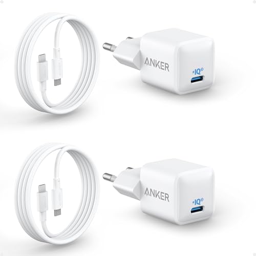 usb c ladegerät 20w anker 511, 2x kompaktes schnellladegerät + 2 usb c kabel 180cm