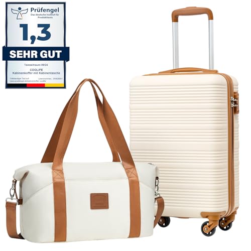 coolife kabinenkoffer 55x35x20cm handgepäck für ryanair mit tsa-schloss und spinner rädern