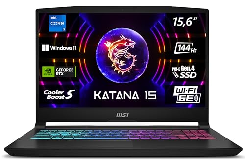 msi katana 15 gaming laptop, intel i7, nvidia rtx 4070, 16gb, 512gb ssd, 144hz, schwarz