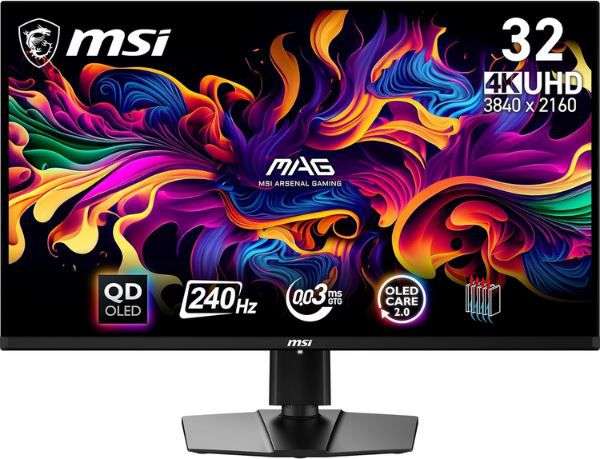 msi mag 321upx qd-oled 31,5 zoll 4k uhd gaming monitor für 879,99 euro