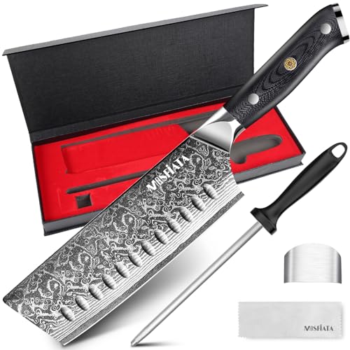 mosfiata damastmesser 7 zoll nakiri messer scharf köche messerschärfer fingerschutz