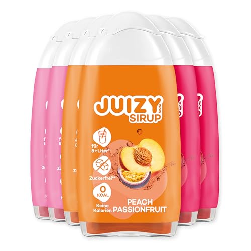 Produktbild: zuckerfreier sirup 6 x 65ml bundle - pink grapefruit, cherry lemon, peach passionfruit, vegan, sodastream kompatibel